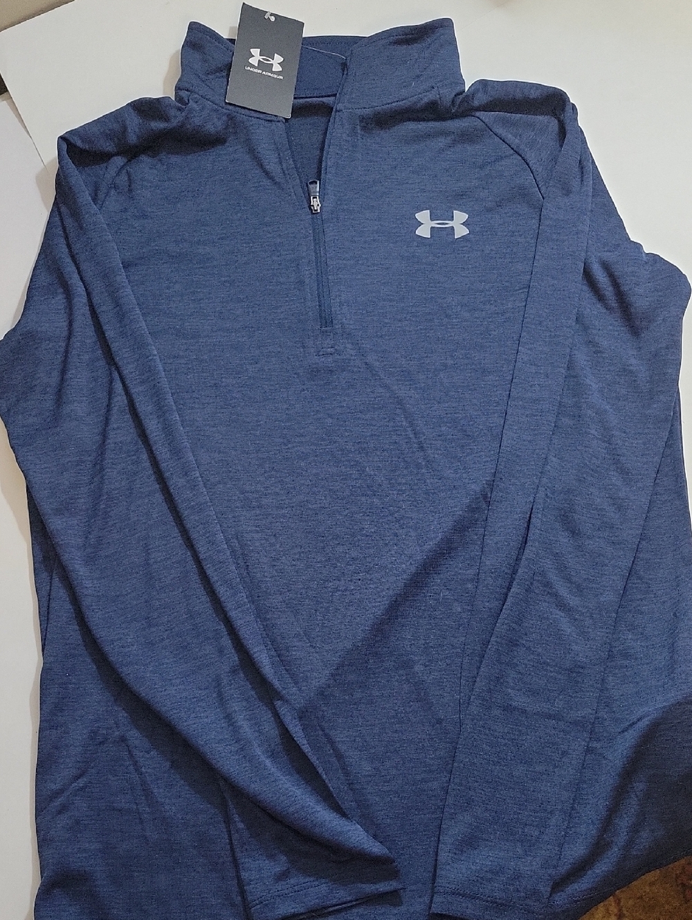 Under Armour Navy Heathered Half-Zip Performance Top